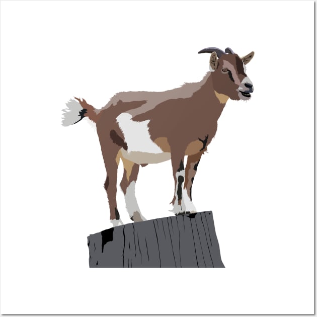 Goat on Tree Stump Wall Art by NorseTech